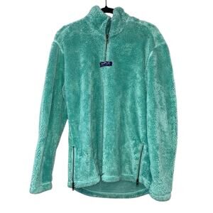 Lauren James Sherpa Pullover Small Turquoise Fleece Quarter Zip Cozy